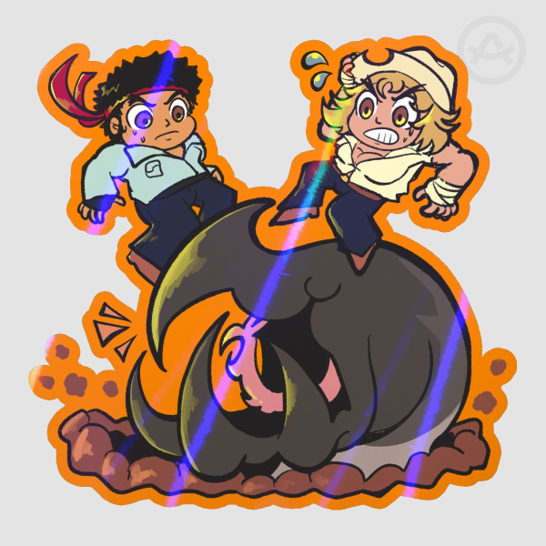 FIGHTERS OF HORROR! - RYU & KEN x TREMORS STICKER (102mm x 99mm sticker)
