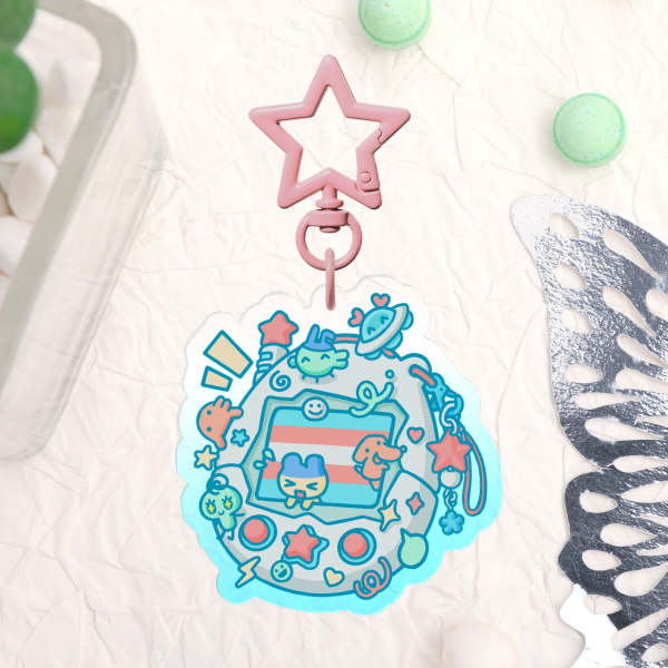 [Pride] Tamagotchi Transgender Keychain
