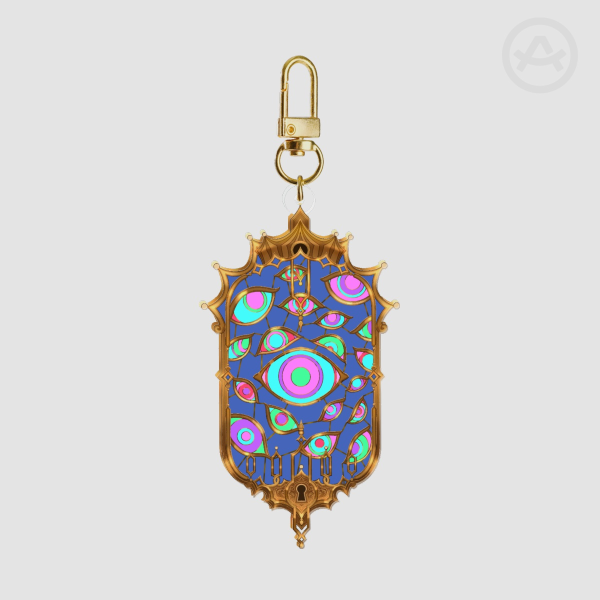 Abstract Jewels Stained Glass Keychain - Gold