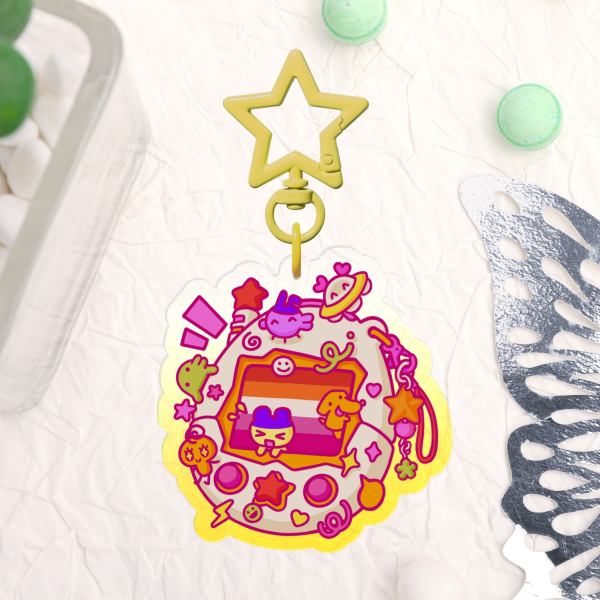 [Pride] Tamagotchi Lesbian Keychain