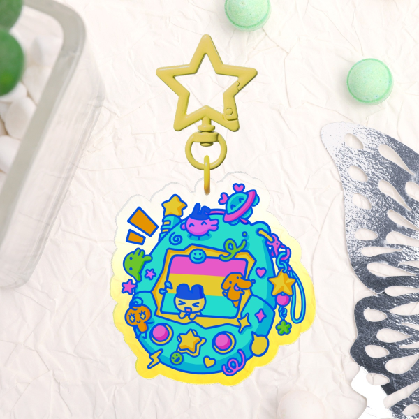 [Pride] Tamagotchi Pansexual Keychain