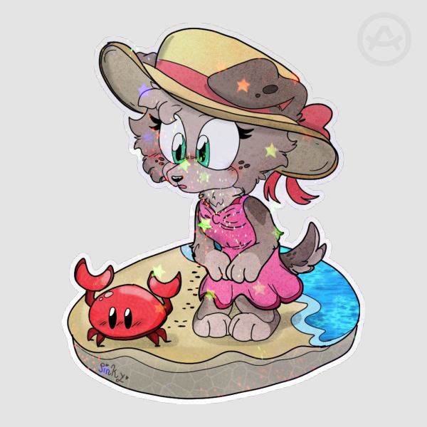Ellie's beach day holostar sand Die Cut Sticker