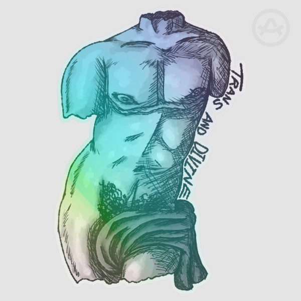 Trans and Divine [Trans Flag] Clear PET Vinyl Die Cut Stickers