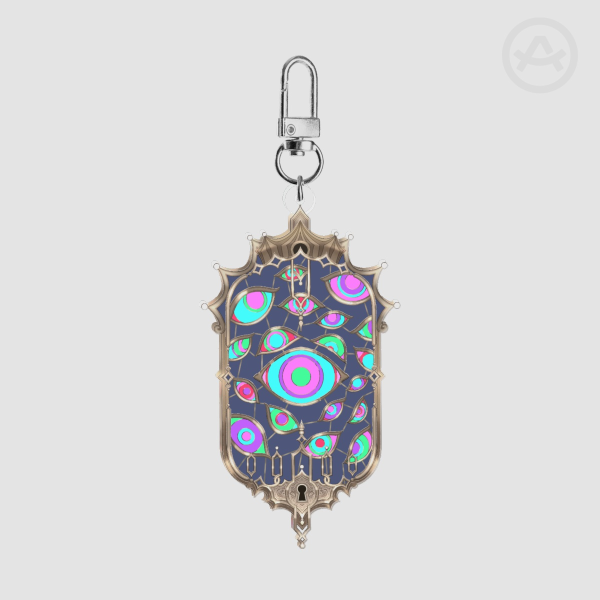 Abstract Jewels Stained Glass Keychain - Silver