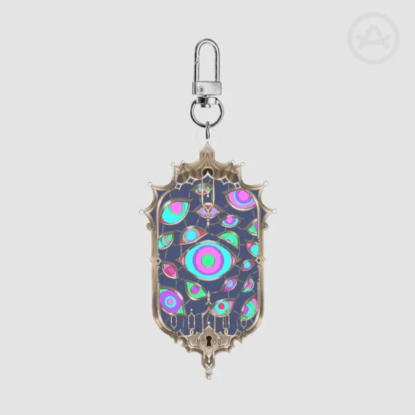 Abstract Jewels Stained Glass Keychain - Silver
