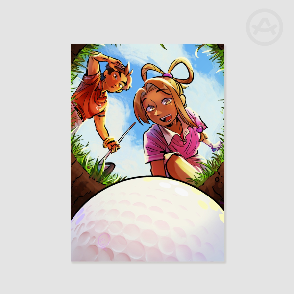 [ACE ATTORNEY] Apollo Justice and Pearl Fey "WE LOVE GOLF" A4 Poster Print