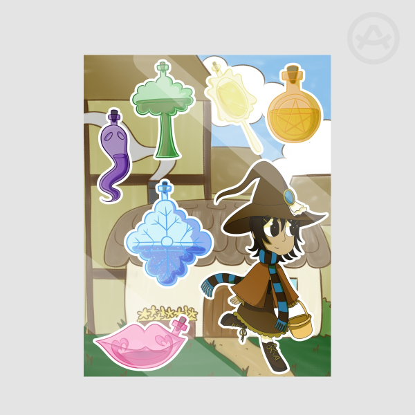 Witch and her Potions Series 5 Coated Paper Stickers Sheet