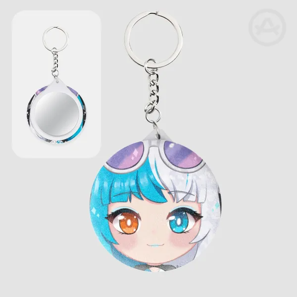 Luna Snow Summer Plush Badge Mirror Keychains