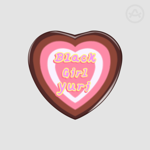 Black Girl Yuri Heart Shape Badge