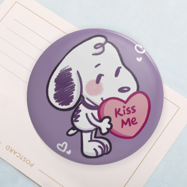 Snoopy Kiss Me - 1.7" Button Pins