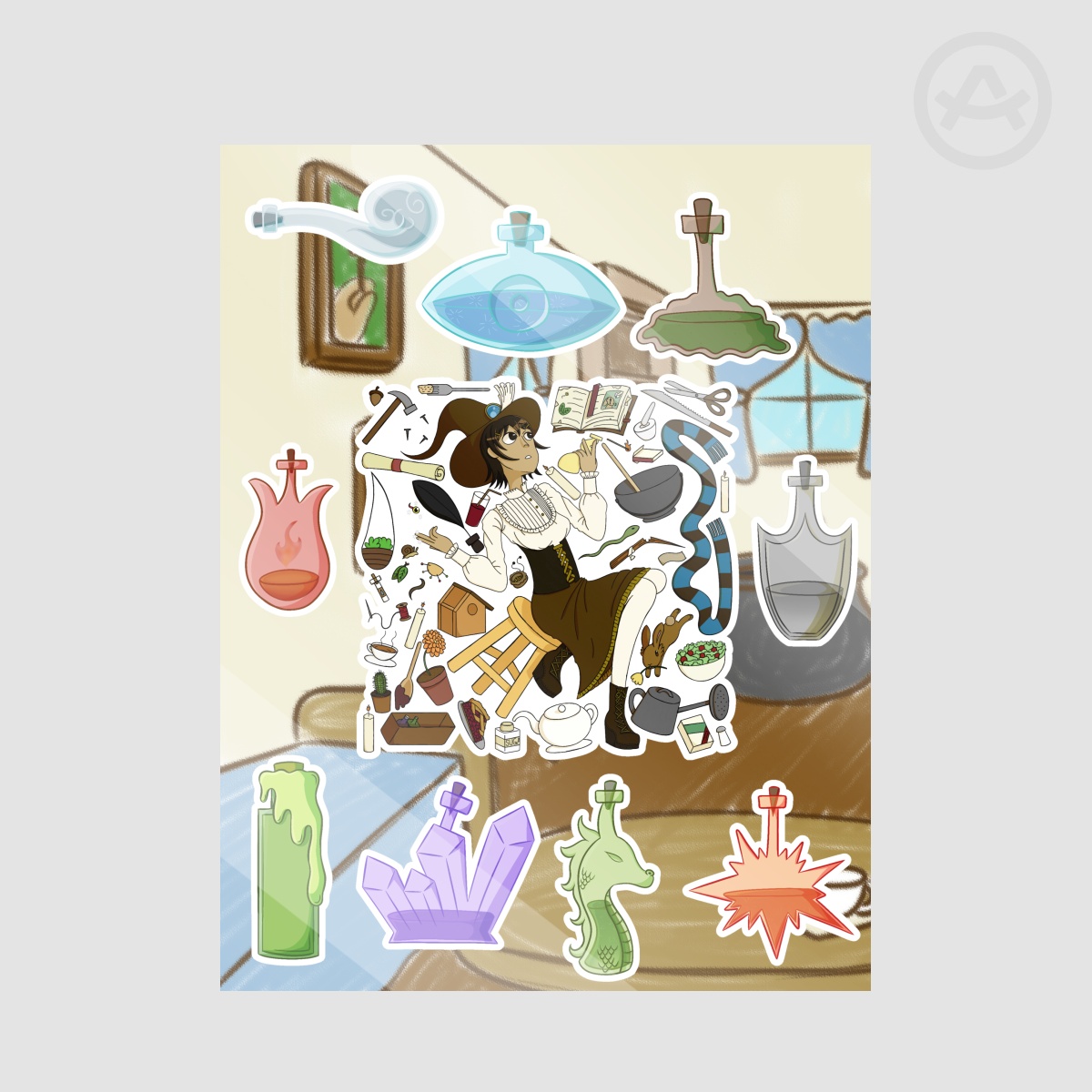 Witch and her Potions Series 2 Coated Paper Stickers Sheet