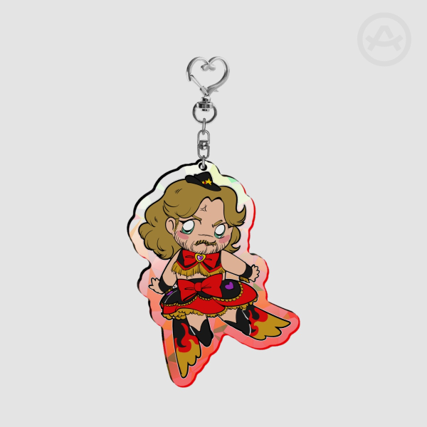 Flaming Cowboy Hanger Acrylic Keychain