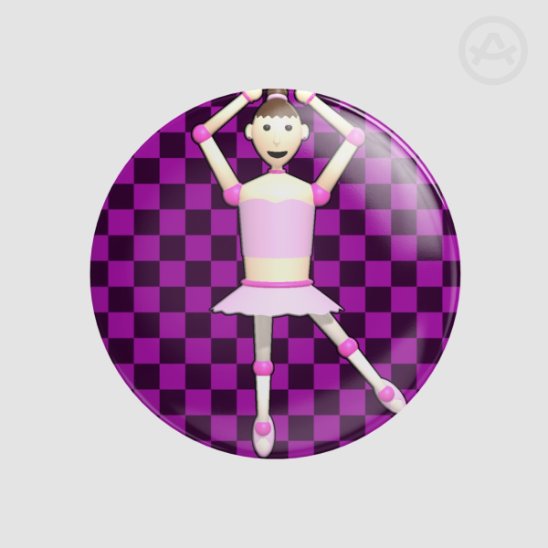 Darcy The Dancer Round Badge (Button Pin)