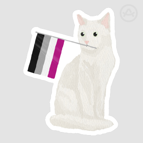 Asexual Pride Flag White Cat Colored Edge Die Cut Stickers