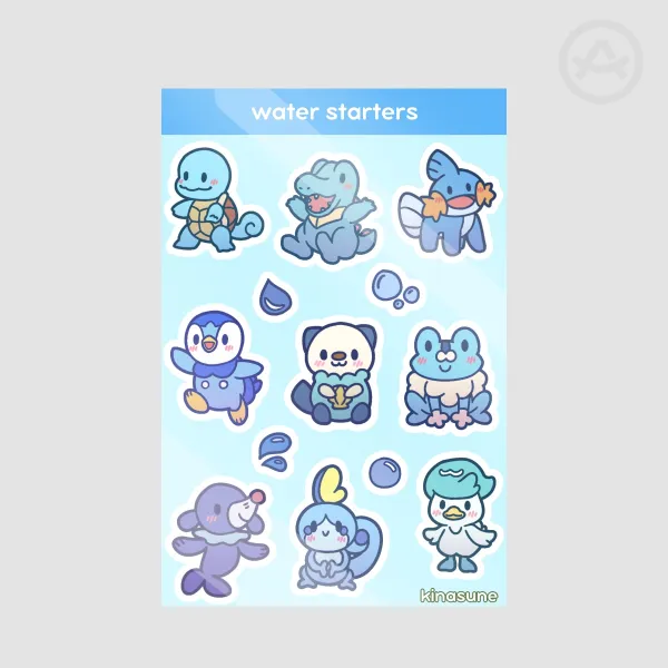 Water Starters Sticker Sheet