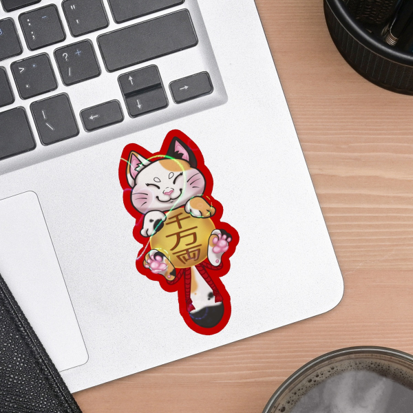 Lucky cat Colored Edge Die Cut Stickers