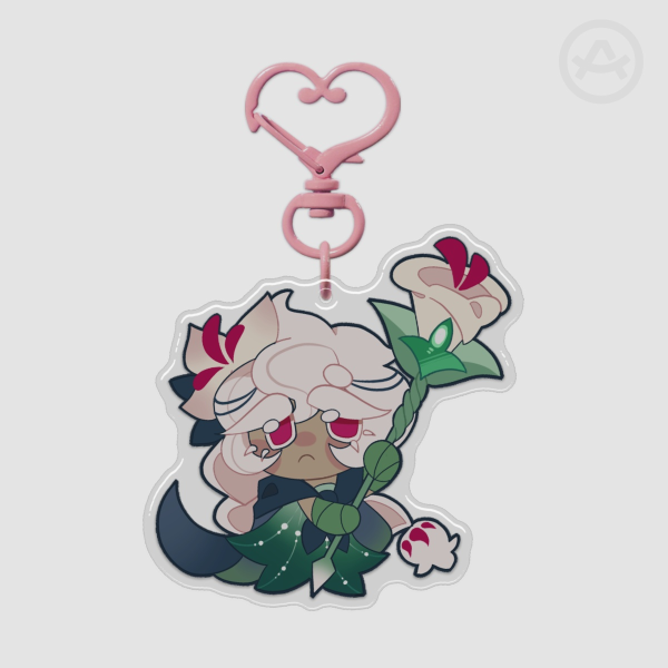 White Lily Cookie epoxy keychain