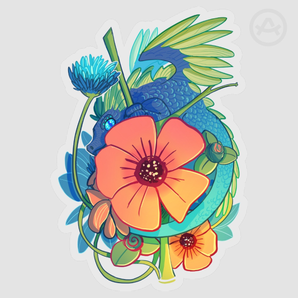 Flower Dragon - Clear Die Cut Sticker