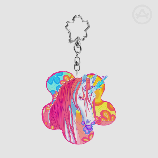 Flower Power Unicorn - Acrylic Keychains