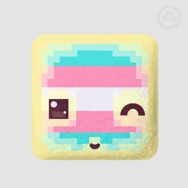 Trans sulfur cube plush badge