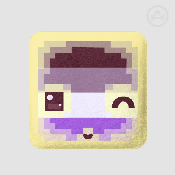 Asexual sulfur cube plush badge