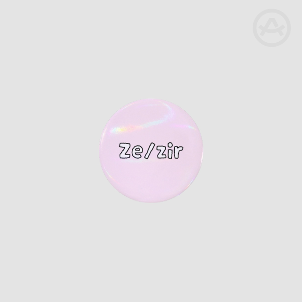 Pride ze/zir pronouns badge