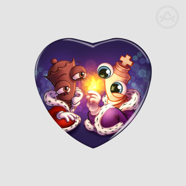 Checkmates Kinger and Queenie Heart Badge