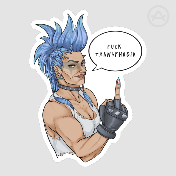 OVERWATCH JUNKER QUEEN Fuck Transphobia STICKER