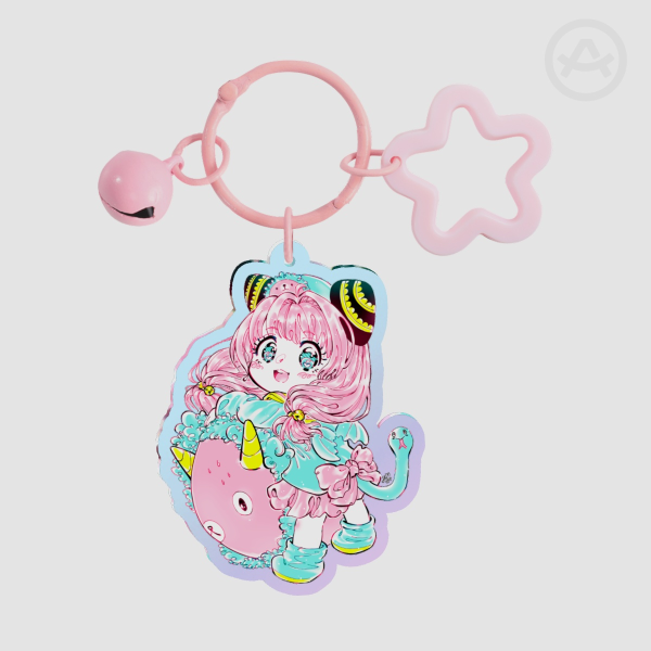 Anya with Chimera Cosplay ~ Spy × Family ♡ holo acrylic keychain