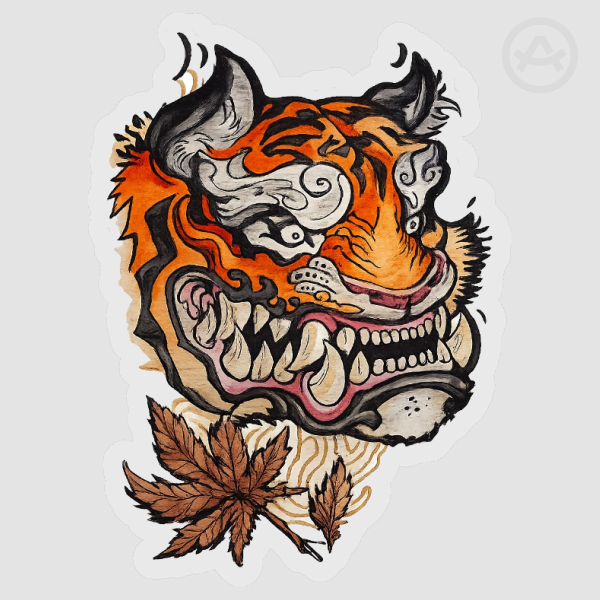 Clear PET Vinyl Japanese Tiger Sticker