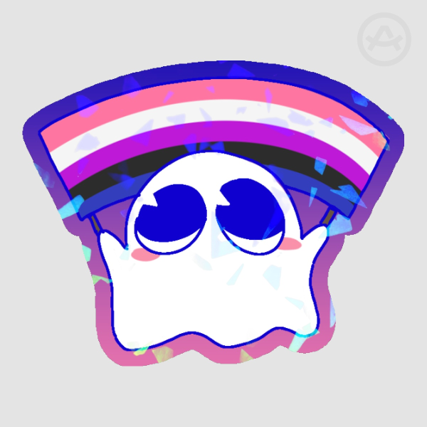 Genderfluid ghost sticker