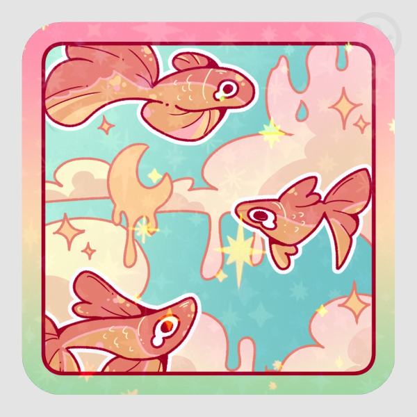 Jade Goldfish in Dreamscape Die Cut Stickers