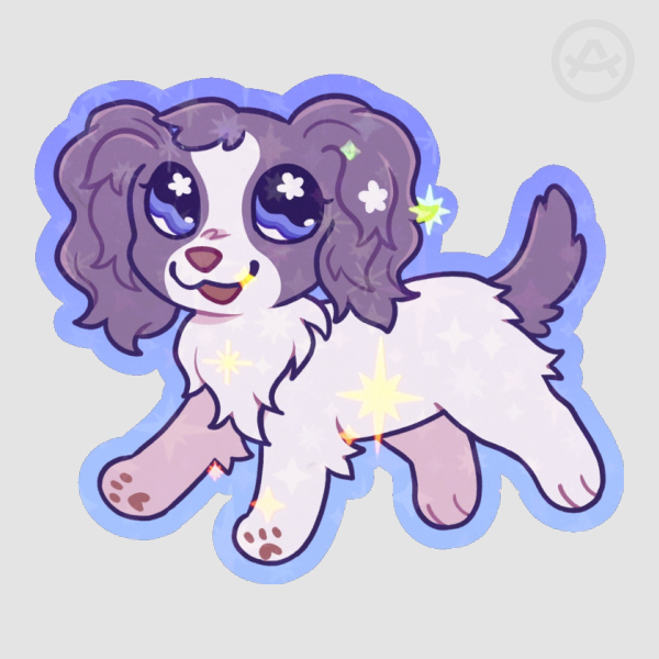 Starry Purple Spaniel LPS Die Cut Sticker