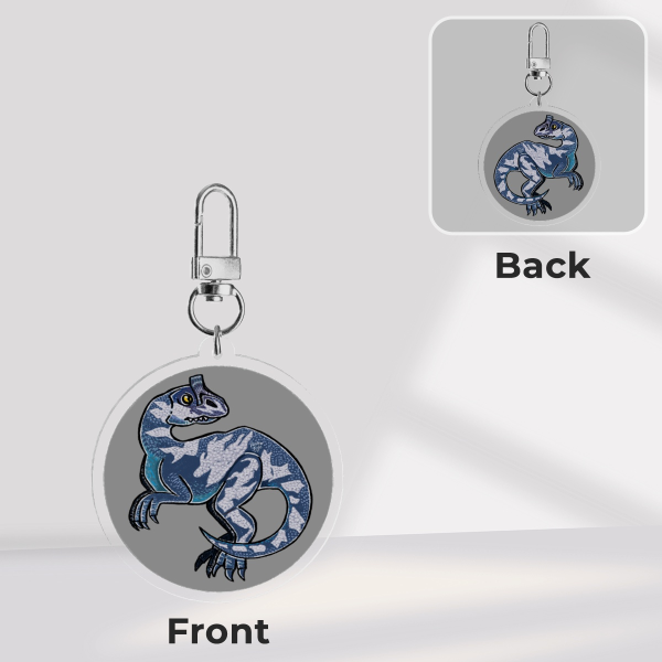 Blue Cryolophosaurus - Circle Keychain