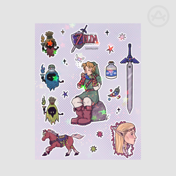 Zelda Ocarina of Time Star Holo Sticker Sheet