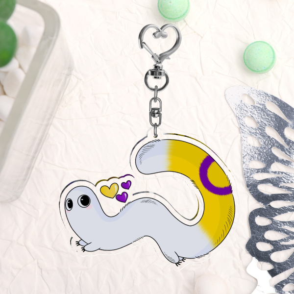 Intersex pride brush buddy keychain!