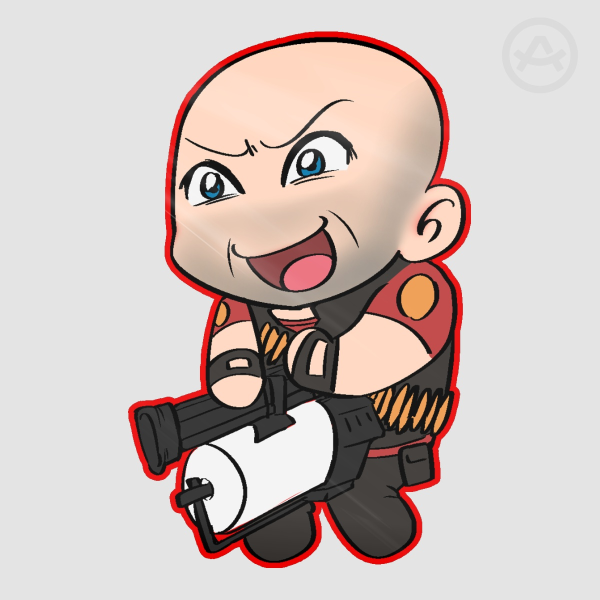 RED Heavy Chibi Sticker