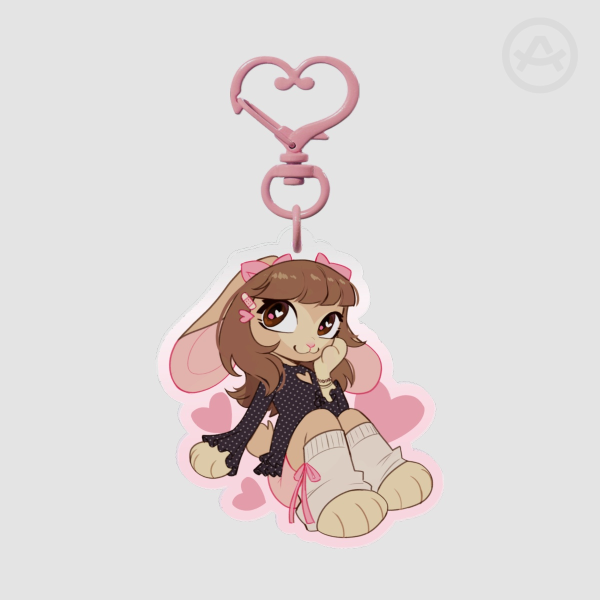 Pink Love Bunny anthro rabbit furry Clear Acrylic Keychains