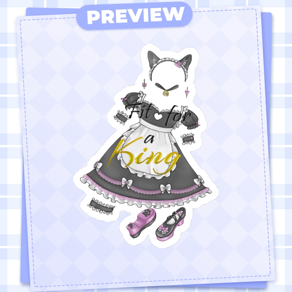 Cat Maid King Gold Sticker