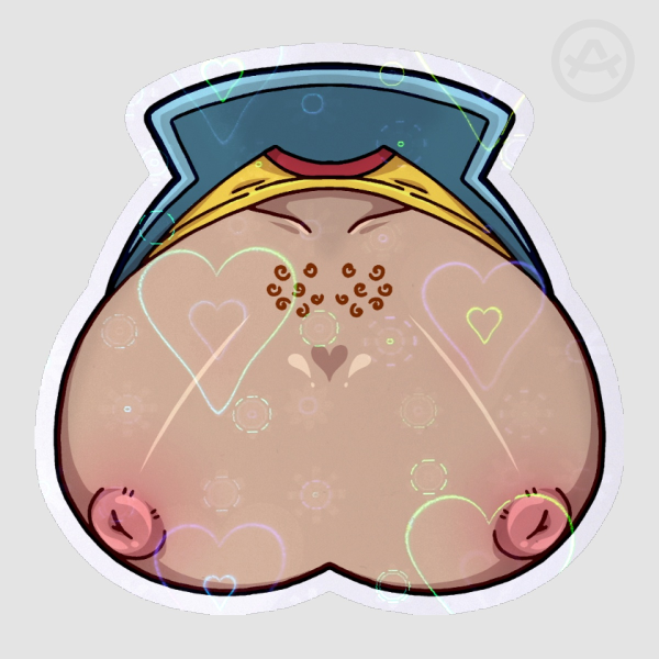 Curly Chest Die Cut Sticker