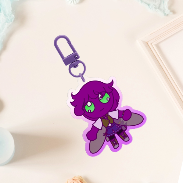 Staring Purple Keychain