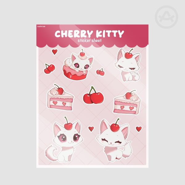 Cherry kitty sticker sheet