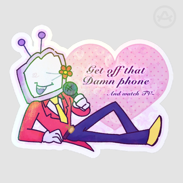 Tenna Deltarune Watch TV Die Cut Sticker