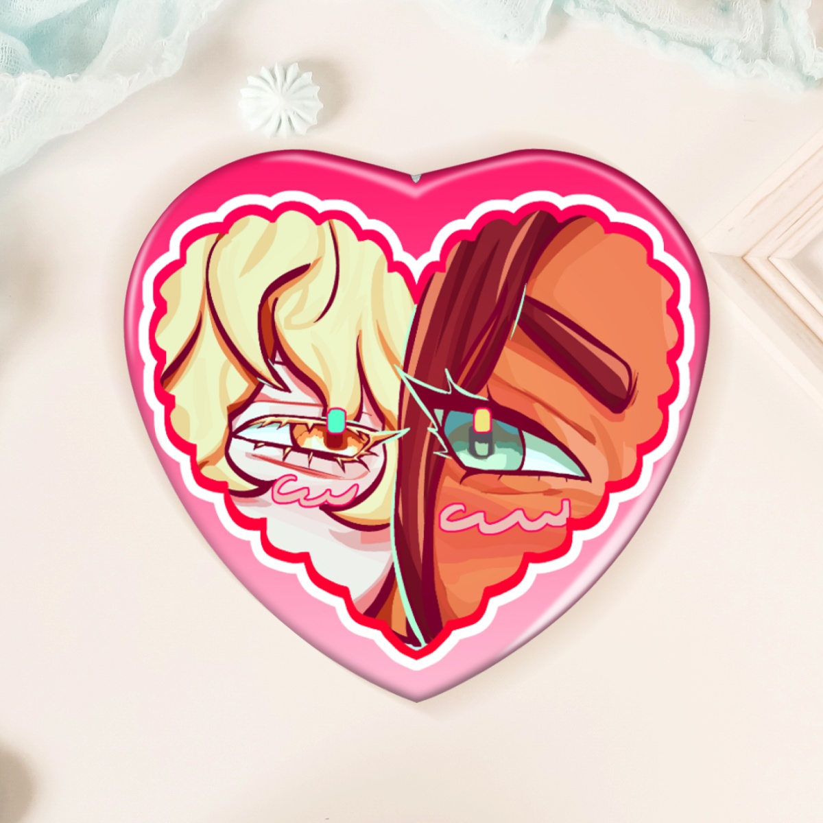 [ALNST] Hyunluka Heart Shape Holographic Badges