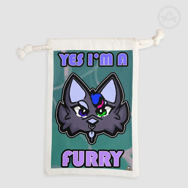 Yes I'm a Furry Blue Drawstring Pouch