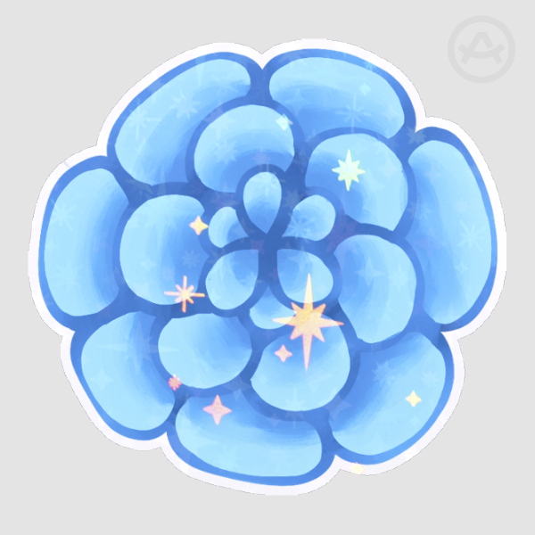 Light Blue Flower Sticker - Holo Star