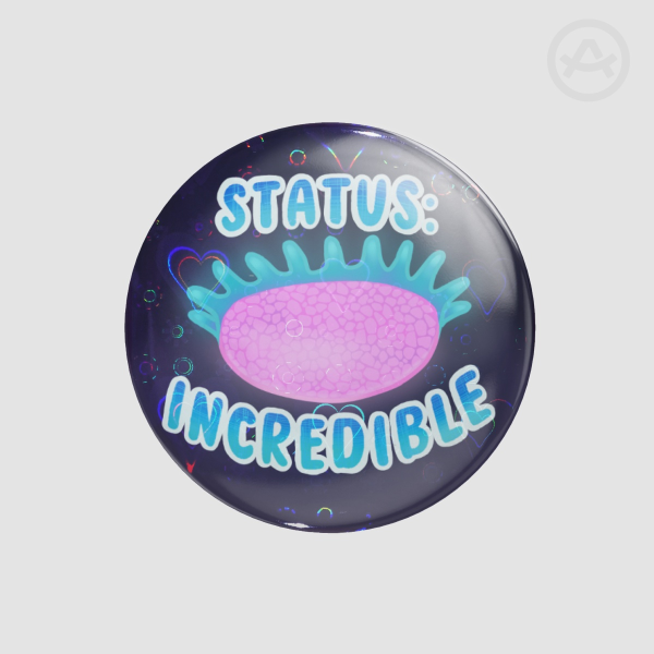 Subnautica "Status: Incredible"/Ancient Floater Round Badge