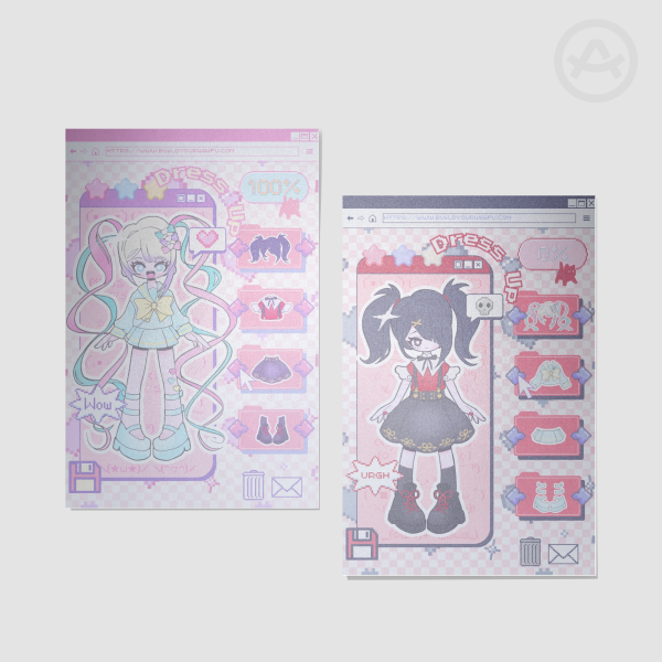 Needy Streamer Overload - Dress up dolls - Double sided postcard