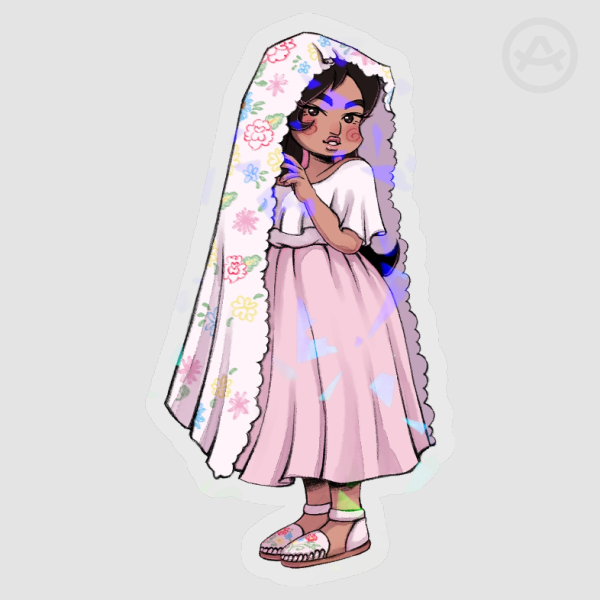 Nayeli Broken Glass Holographic Clear PET Vinyl Die Cut Sticker
