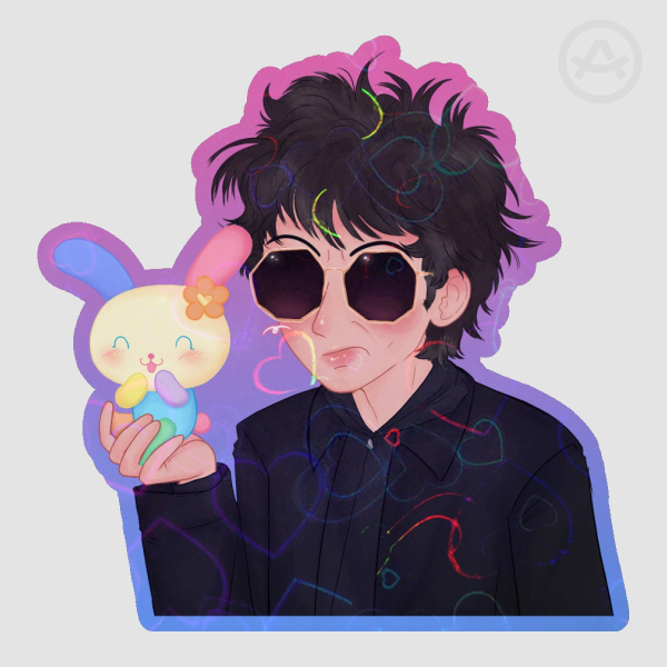 Ian McCulloch Rainbow Bunny Sticker